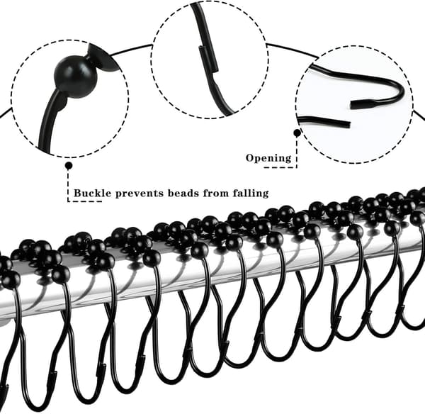 Rustfrit stål bruseforhængsringe (12 stk. sorte)