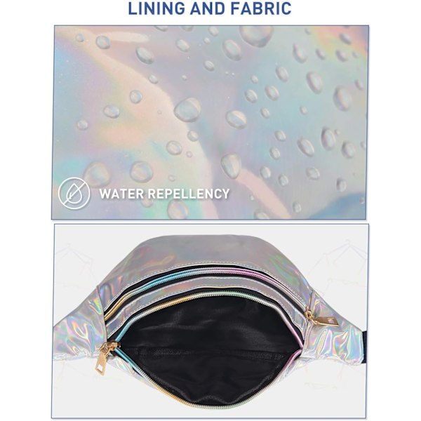 Bæltetaske til kvinder og mænd - Unisex - Holografisk effekt - Bytaske - Multi Lommer