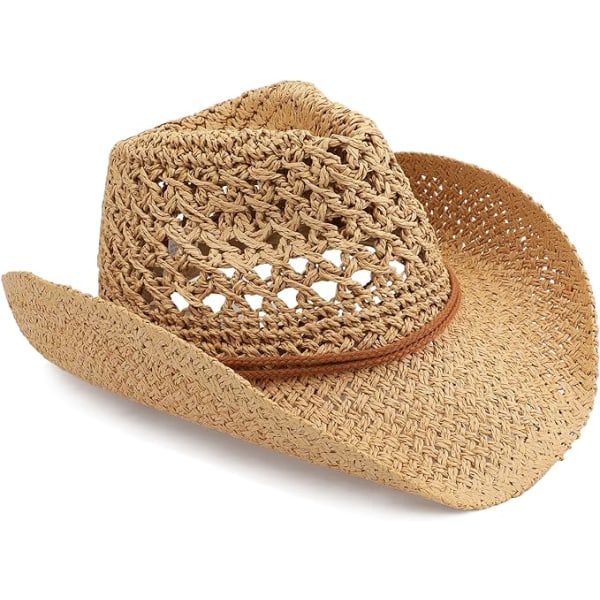 Adult Sun Straw Western Cowboy Hat, Khaki