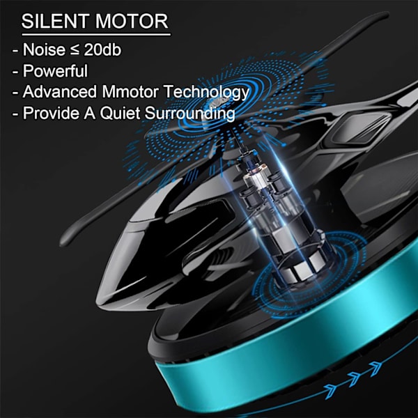 (Blå) Car Air Freshener, Roterande Helikopter Solar Powered Aroma