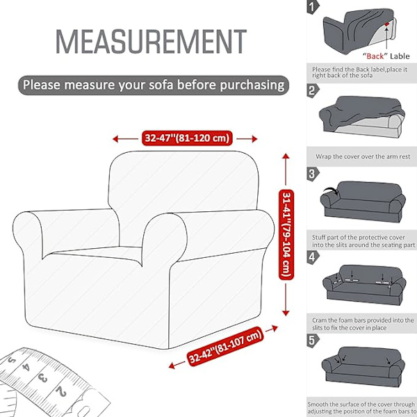 1 stk Jacquard strækbar sofaovertræk strækbar lænestolbetræk sofa C