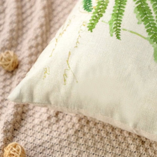 4 st 45 x 45 cm kuddfodral, polyester och linne kuddfodral soffa bil hem dekorativt örngott (gröna blad)