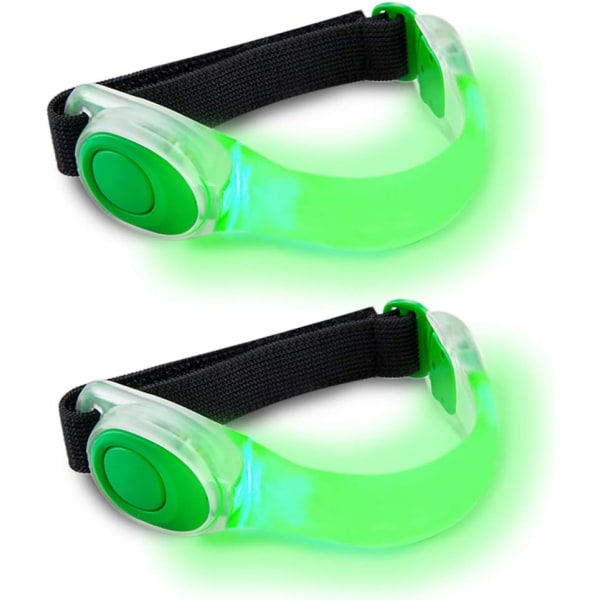 Gröna LED-armband, 2-pack LED-blinkande elastiska band för vuxna