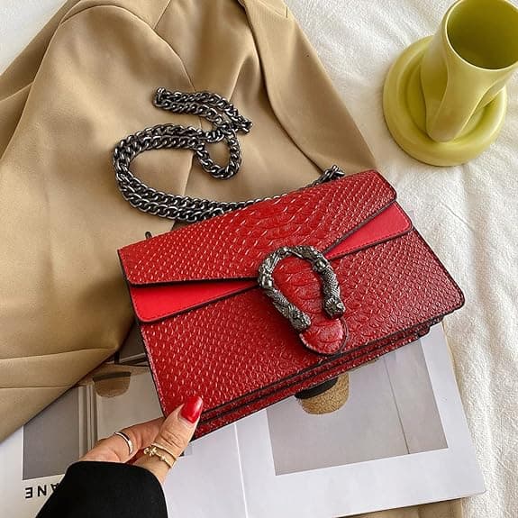 Crossbody axelväska för kvinnor - Ormmönstrat läder