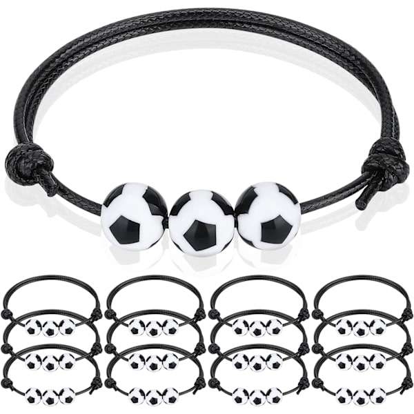 12 stk. fodbold armbånd med charms - fodboldfest gaver - fodboldperler - justerbare