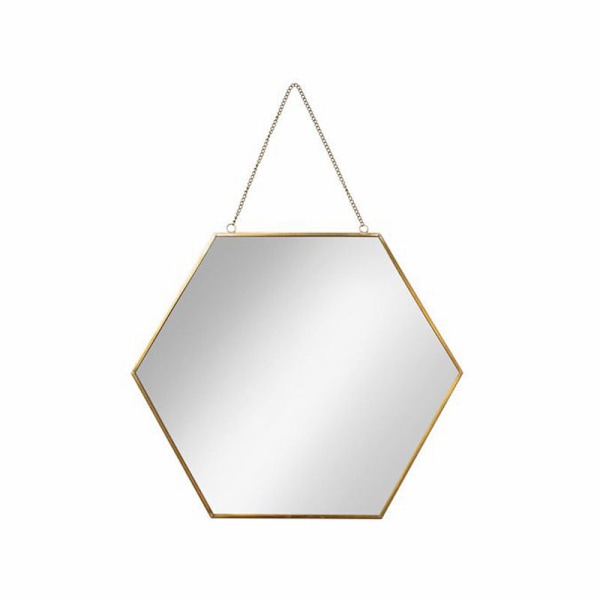 21 x 24 cm Messingramme Sekskantet Badeværelse Makeup Spejl med Hængende