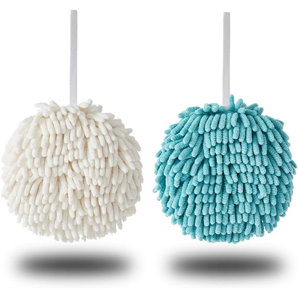 Handdukar för badrum dekorativ uppsättning, 2-pack vit & blå Cheni