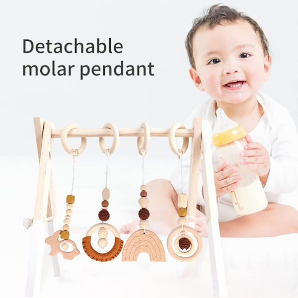 Lot de 4 jouets de fitness en bois pour bébé, pendentif en arc de