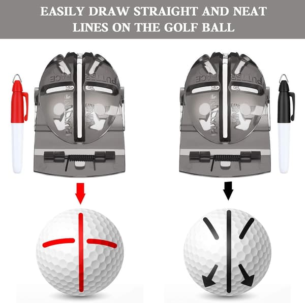 2 stk golfball linjal tegnemarkering justering putting T