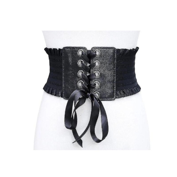 Damelinning Stretch Pu Leather Wrap Lace Up High Waist Style