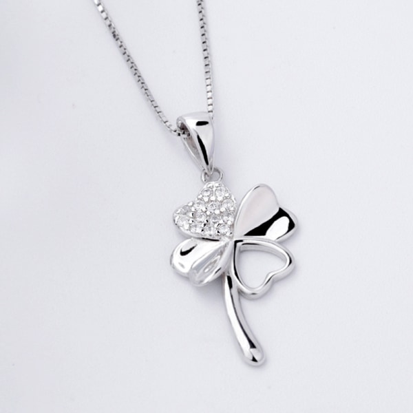 S925 sterling silver four-leaf clover pendant, classic, diamond,