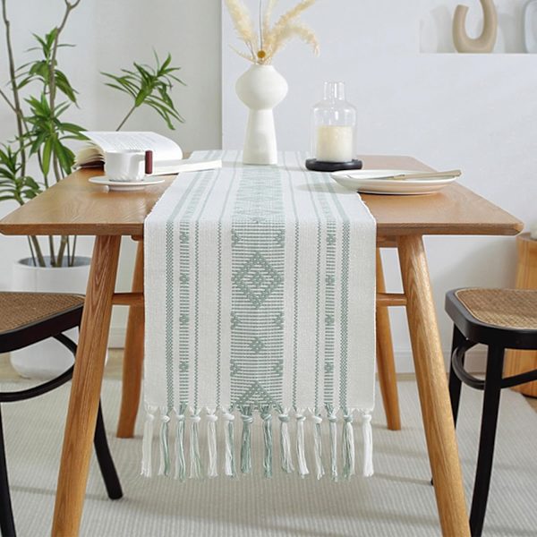 1 stk Boheme 2 (grønn) Bordløper, Beige Boheme Bordløper 33 x