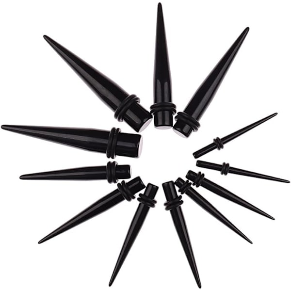 50 stk. ørestrækningssæt 14G-00G - Akryl Tapers og Plugs