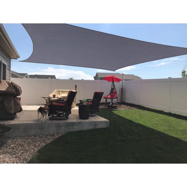 Rektangulær skygge seil 2x2m vanntett og UV-bestandig, egnet for balkong hage terrasse, grå