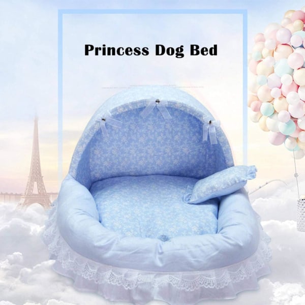 Luksuriøs prinsesse seng for kjæledyr med komfortabel pute hundekurv nydelig katteseng valpematte sofa hundehus rede sovepute kennel S rosa