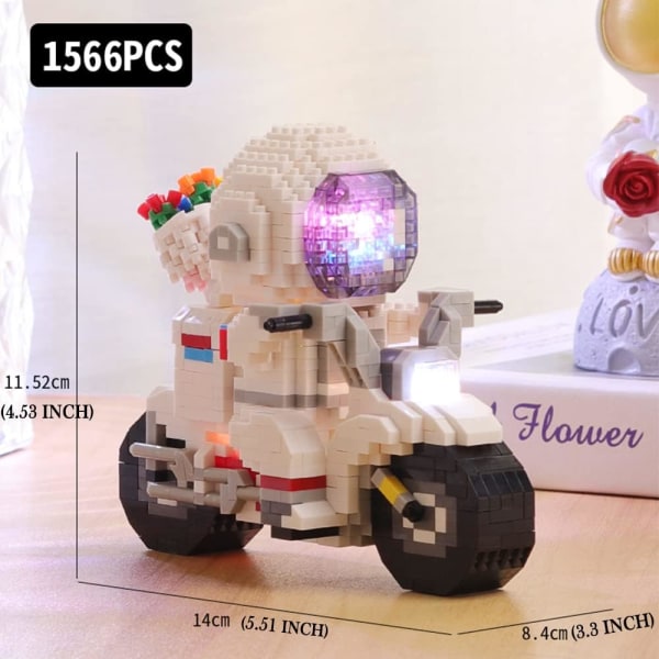 Astronaut byggeklosser, mikro byggeklosser modell med LED-lys