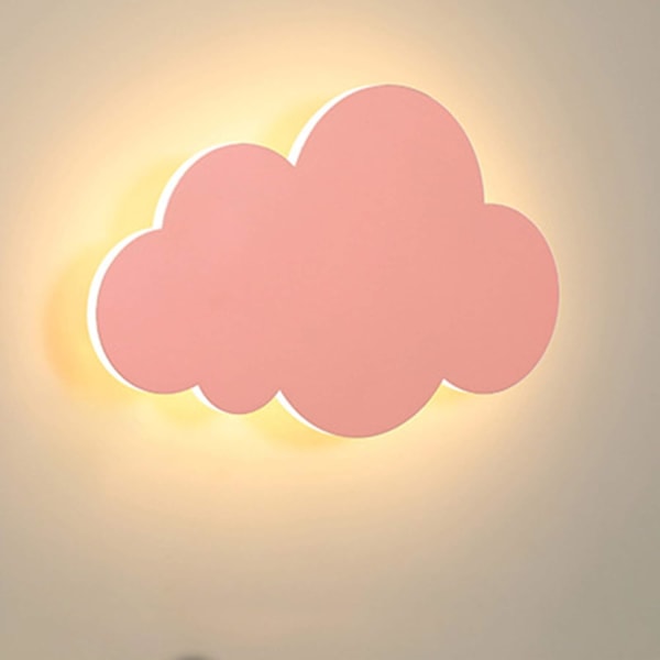 Moderni pilven muotoinen sisäseinävalaisin, joka on valmistettu akryylistä integroiduilla LED-polttimoilla, lämpimän värinen vaaleanpunainen 24 W (suuri)