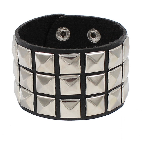 Läder dubbade Punk armband för män kvinnor 80-tal dubbade armband