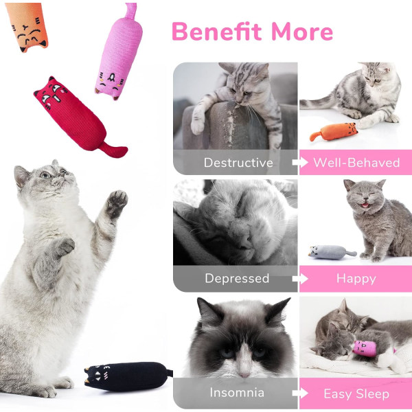 5 st Catnip Bite Resistant Chew Toy fylld med Catnip Cartoon Mo