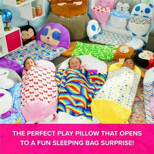 Barnsovsäckar söta kuddtoppar och sovsäck Two-in-On
