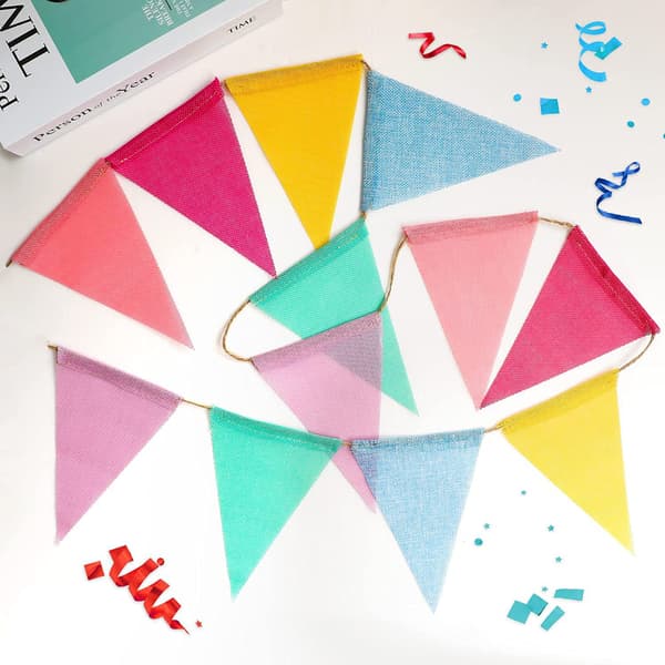 Flerfarget vimpelbanner 24 stykker trekantflagg bunting for fest