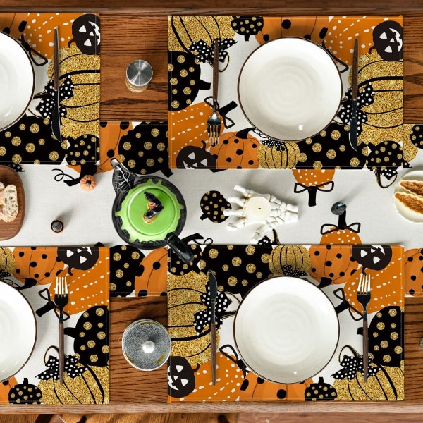 30x45 cm set med 4 bordstabletter, Halloween-pumpor, Holiday P