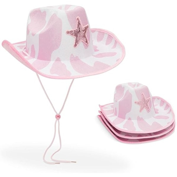 Pink Cow Print Girls Cowboy Hat til børn og Cowgirls (One Size,