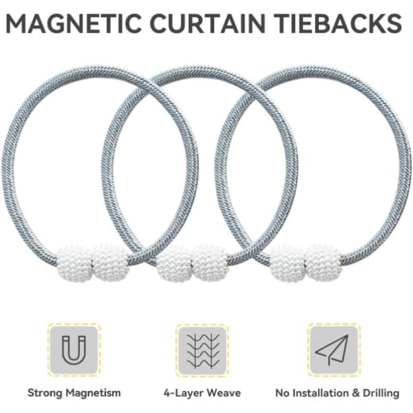 6-pack magnetiska gardinuppsättningar, gardinklämma sladdspänne, Curta
