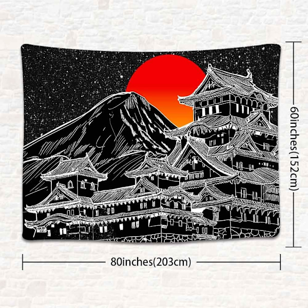 203,2 x 152,4 cm Japansk gobeläng, Japansk pagod, Mount Fuji,