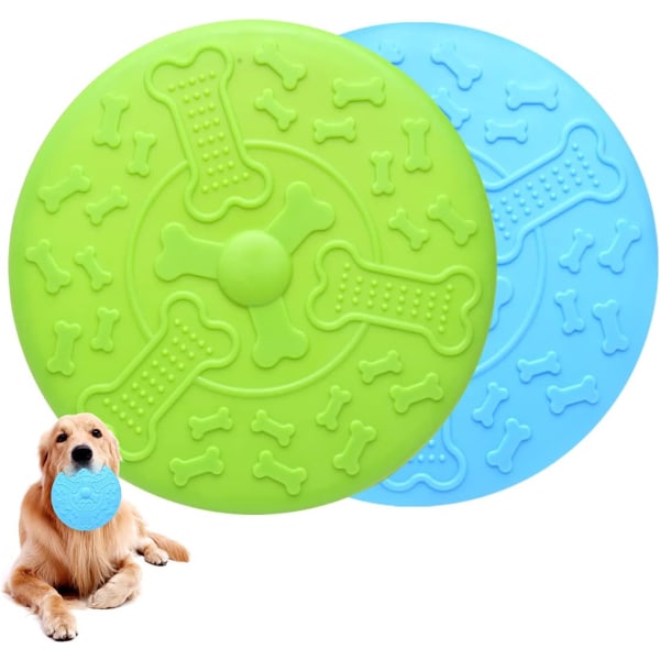 2 Pieces Dog Frisbees, Dog Disc Ø 18.5 cm, Pet Frisbee, Rubber Fl