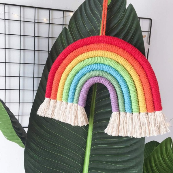 Regnbågsväggbonad i macramé, gobeläng för boho-dekoration pojkar R