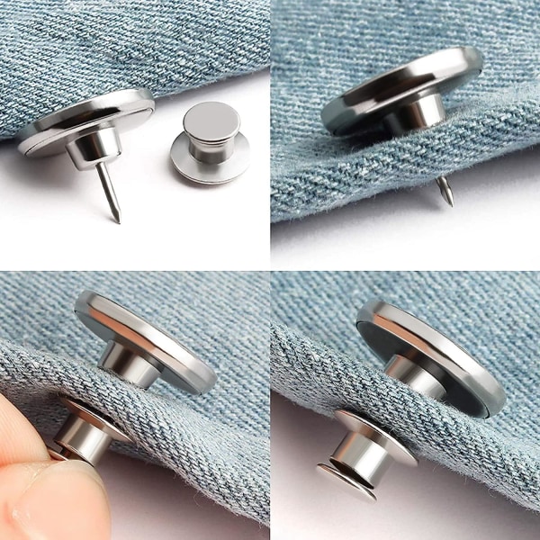 10 stk. Jeans-knapper i metall - Knapper til jeans - Avtakbare knapper uten søm