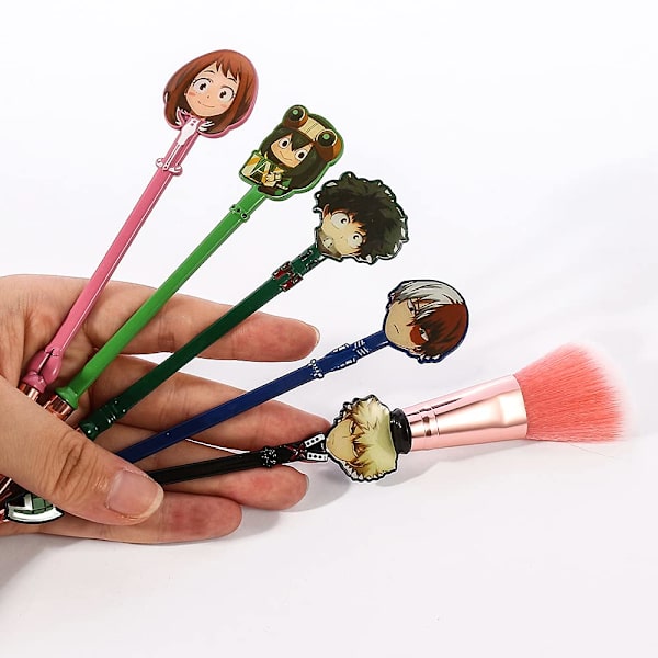 My Hero Academia Makeup-borstar Set, Rosa Syntetisk Mjuk Fiber Br
