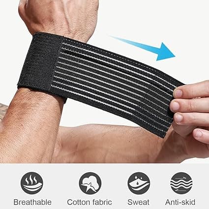 4 stk. Åndbare Polyester Elastiske Håndledsstøtter til Tennis, Fitness,