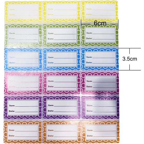 180 st, 6x3,5 cm, lätta att skala av frysningsetiketter, avtagbara etiketter för F