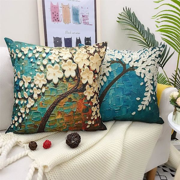 4-delt sett med bomull og lin dekorasjon sofa hjemmedekorasjon supermyk putetrekk hjemmedekorasjon stue soverom sofa putetrekk 45x45cm
