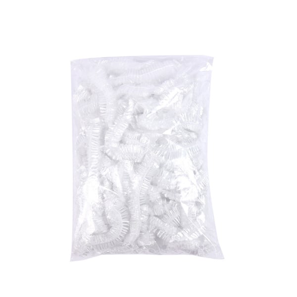 100-pack klara elastiska engångsduschmössor i plast för badrum