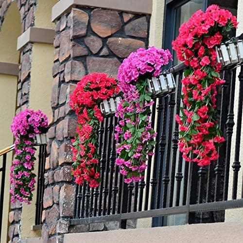 2 Pakke Kunstige Hængende Blomsterplanter, Multicolor Violet Flowe