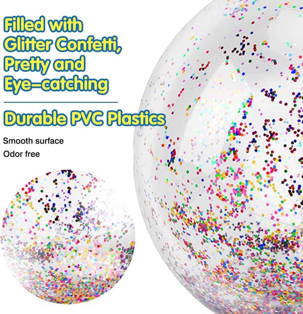 Rantapallo, vesi ja rantapalloja, 1 kpl Glitter Summer Inflat