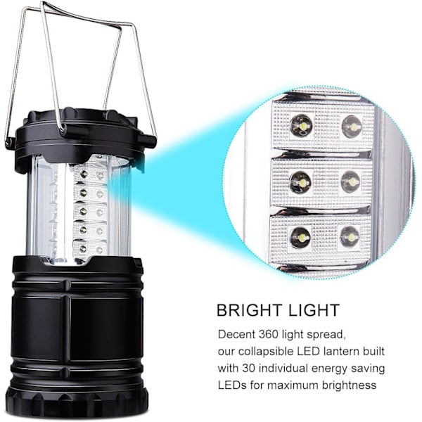 Sammenleggbar LED Camping Lykt, 2 Stykker Vanntett Ultra Lys LE