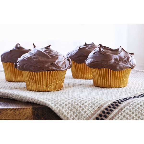 Folie Cupcake Liners Metallic Muffin Papir Cases Bagekopper Guld