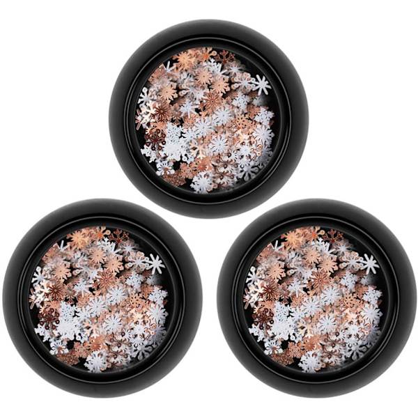 3 lådor 3D snöflinga nagelglitter paljetter jul nagelglitter