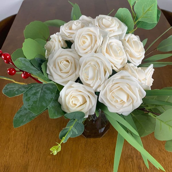 25 Pieces Artificial Roses Artificial Flowers Fake Foam Roses wit