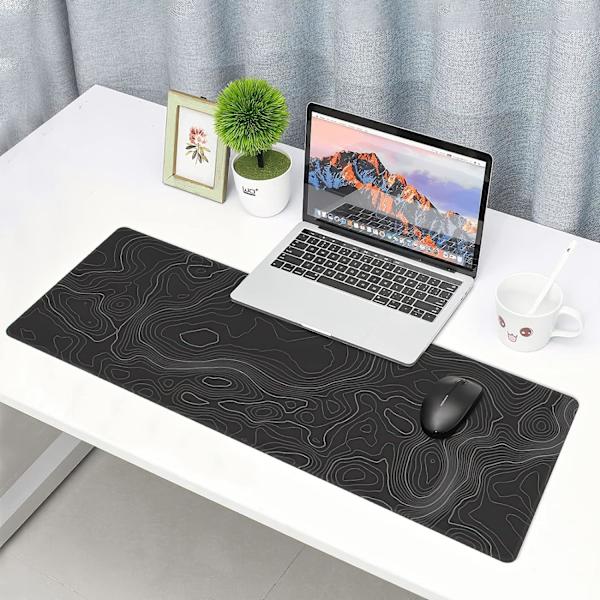 Toographic Contour Black Gaming Mouse Pad XL Geografiske Kortlinjer