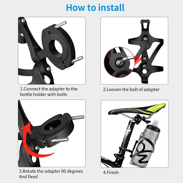 Cykel MTB Aluminiumlegering Flaskeholder Adapter Montering, Nem at installere