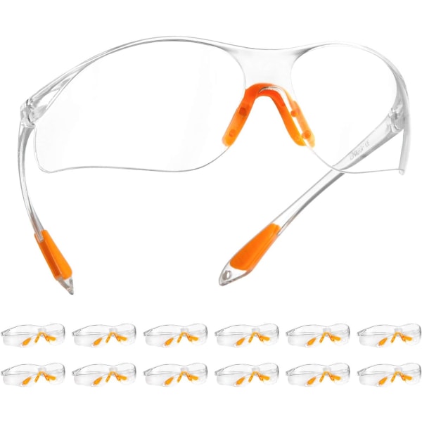 Skyddsglasögon, 12-pack skyddsglasögon med genomskinlig lins Anti-Imma E