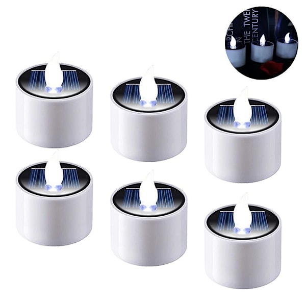 6-pack solcellslampor med LED-värmeljus - Uppladdningsbara elektroniska solcellslampor