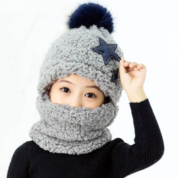 1 st grå (58-60 cm) Barn Pojkar Flickor Vinterhatt Fleece 3 i 1 mössa