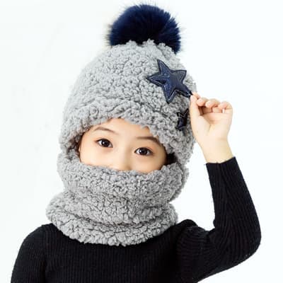 1 stk grå (58-60 cm) Vinterlue i fleece 3-i-1 for barn gutter jenter