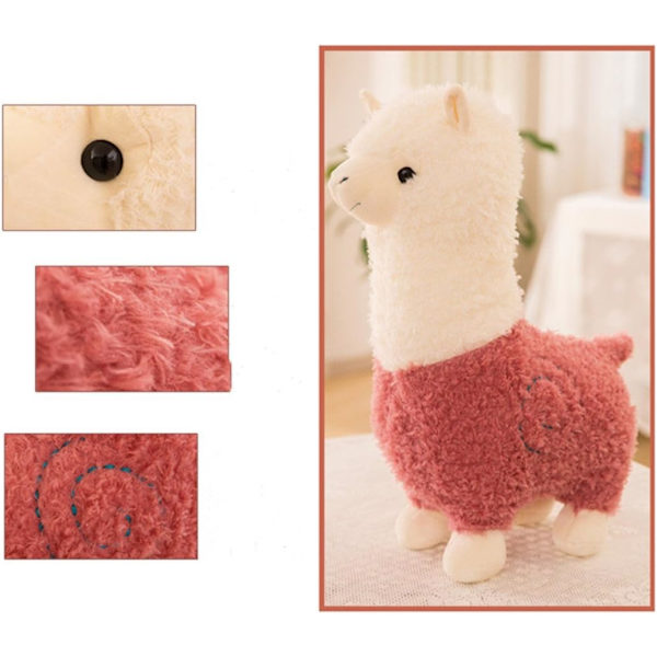 Söt Alpaca Plyschdocka Fyllda Djur Plysch Fårkudde (Rosa,